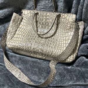 Elegant Crocodile Pattern Tan Tote Bag